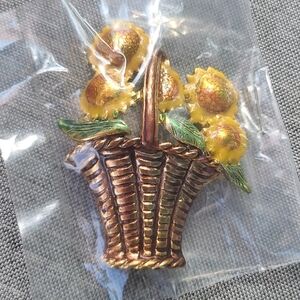 Sunflower Basket Brooch Pin